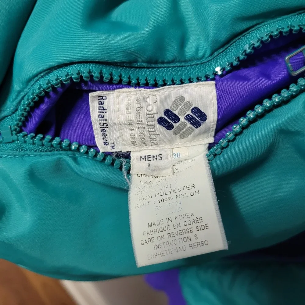 Columbia Vintage Reversible Jacket Mens Large Teal Purple Radial Sleeve Vintage - Picture 4 of 13